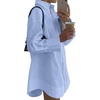 image:imageLYANER Womens V Neck Casual Shirt Dress  Collar Button Down Loose Long Sleeve Mini DressesLight Blue