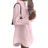 image:imageLYANER Womens V Neck Casual Shirt Dress  Collar Button Down Loose Long Sleeve Mini DressesLight Pink