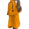 image:imageLYANER Womens V Neck Casual Shirt Dress  Collar Button Down Loose Long Sleeve Mini DressesLight Pure Orange