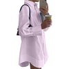 image:imageLYANER Womens V Neck Casual Shirt Dress  Collar Button Down Loose Long Sleeve Mini DressesLight Purple
