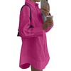 image:imageLYANER Womens V Neck Casual Shirt Dress  Collar Button Down Loose Long Sleeve Mini DressesPurplish Red