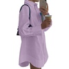 image:imageLYANER Womens V Neck Casual Shirt Dress  Collar Button Down Loose Long Sleeve Mini DressesSolid Purple