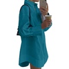 image:imageLYANER Womens V Neck Casual Shirt Dress  Collar Button Down Loose Long Sleeve Mini DressesTurquoise