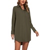 image:imageLYANER Womens V Neck Dressy Shirt Dress  Collar Button Down Long Sleeve Split Hem Casual Blouse Tunic DressesArmy Green