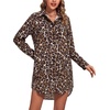 image:imageLYANER Womens V Neck Dressy Shirt Dress  Collar Button Down Long Sleeve Split Hem Casual Blouse Tunic DressesBlack Leopard