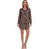 image:imageLYANER Womens V Neck Dressy Shirt Dress  Collar Button Down Long Sleeve Split Hem Casual Blouse Tunic DressesBlack Leopard