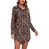 image:imageLYANER Womens V Neck Dressy Shirt Dress  Collar Button Down Long Sleeve Split Hem Casual Blouse Tunic DressesBlack Leopard