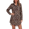 image:imageLYANER Womens V Neck Dressy Shirt Dress  Collar Button Down Long Sleeve Split Hem Casual Blouse Tunic DressesBlack Leopard