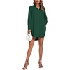 image:imageLYANER Womens V Neck Dressy Shirt Dress  Collar Button Down Long Sleeve Split Hem Casual Blouse Tunic DressesDark Green