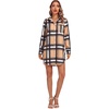 image:imageLYANER Womens V Neck Dressy Shirt Dress  Collar Button Down Long Sleeve Split Hem Casual Blouse Tunic DressesPlaid Khaki
