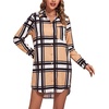 image:imageLYANER Womens V Neck Dressy Shirt Dress  Collar Button Down Long Sleeve Split Hem Casual Blouse Tunic DressesPlaid Khaki