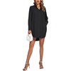 image:imageLYANER Womens V Neck Dressy Shirt Dress  Collar Button Down Long Sleeve Split Hem Casual Blouse Tunic DressesPure Black