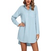 image:imageLYANER Womens V Neck Dressy Shirt Dress  Collar Button Down Long Sleeve Split Hem Casual Blouse Tunic DressesPure Blue