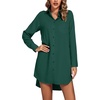 image:imageLYANER Womens V Neck Dressy Shirt Dress  Collar Button Down Long Sleeve Split Hem Casual Blouse Tunic DressesPure Dark Green