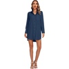 image:imageLYANER Womens V Neck Dressy Shirt Dress  Collar Button Down Long Sleeve Split Hem Casual Blouse Tunic DressesPure Navy Blue
