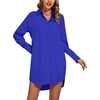 image:imageLYANER Womens V Neck Dressy Shirt Dress  Collar Button Down Long Sleeve Split Hem Casual Blouse Tunic DressesPure Royal Blue