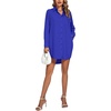 image:imageLYANER Womens V Neck Dressy Shirt Dress  Collar Button Down Long Sleeve Split Hem Casual Blouse Tunic DressesPure Royal Blue