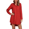image:imageLYANER Womens V Neck Dressy Shirt Dress  Collar Button Down Long Sleeve Split Hem Casual Blouse Tunic DressesRed