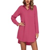 image:imageLYANER Womens V Neck Dressy Shirt Dress  Collar Button Down Long Sleeve Split Hem Casual Blouse Tunic DressesRose