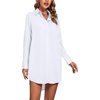 image:imageLYANER Womens V Neck Dressy Shirt Dress  Collar Button Down Long Sleeve Split Hem Casual Blouse Tunic DressesSolid White