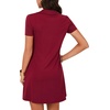 image:imageLYANER Womens Zipper Front Casual Mini Dress  Summer Low Cut V Neck Short Sleeve Ruffle A Line Sexy Short DressesWine Red