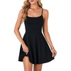 image:imageLYANER Womens Adjustable Spaghetti Straps Mini Dress Backless A Line Flowy Fit and Flare Cami Slip Short DressesSolid Black