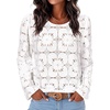 image:imageLYANER Womens Eyelet Lace Round Neck Puff Long Sleeve Dressy Casual Blouse TopsWhite
