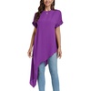 image:imageLYANER Womens Irregular Hem Dressy Top  Summer Mock Neck Short Sleeve Loose Fit Elegant Casual Blouse Tops Work ShirtPure Dark Purple