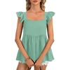 image:imageLYANER Womens Summer Sleeveless Peplum Blouse Square Neck Ruffle Strap Babydoll Tank TopLight Green