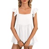 image:imageLYANER Womens Summer Sleeveless Peplum Blouse Square Neck Ruffle Strap Babydoll Tank TopWhite