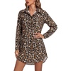 image:imageLYANER Womens V Neck Dressy Shirt Dress  Collar Button Down Long Sleeve Split Hem Casual Blouse Tunic DressesBlack Leopard