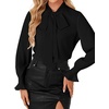 image:imageLYANER Womens Bow Tie Neck Business Work Blouse  Ruffle Long Sleeve Dressy Office Shirt TopBlack
