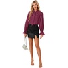 image:imageLYANER Womens Bow Tie Neck Business Work Blouse  Ruffle Long Sleeve Dressy Office Shirt TopDeep Purple