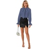 image:imageLYANER Womens Bow Tie Neck Business Work Blouse  Ruffle Long Sleeve Dressy Office Shirt TopDusty Blue