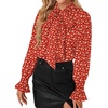 image:imageLYANER Womens Bow Tie Neck Business Work Blouse  Ruffle Long Sleeve Dressy Office Shirt TopFloral Red