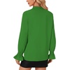 image:imageLYANER Womens Bow Tie Neck Business Work Blouse  Ruffle Long Sleeve Dressy Office Shirt TopGrass Green