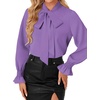 image:imageLYANER Womens Bow Tie Neck Business Work Blouse  Ruffle Long Sleeve Dressy Office Shirt TopPurple
