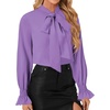 image:imageLYANER Womens Bow Tie Neck Business Work Blouse  Ruffle Long Sleeve Dressy Office Shirt TopPurple