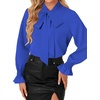 image:imageLYANER Womens Bow Tie Neck Business Work Blouse  Ruffle Long Sleeve Dressy Office Shirt TopRoyal Blue