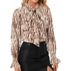 image:imageLYANER Womens Bow Tie Neck Business Work Blouse  Ruffle Long Sleeve Dressy Office Shirt TopSnakeskin Brown
