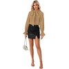image:imageLYANER Womens Bow Tie Neck Business Work Blouse  Ruffle Long Sleeve Dressy Office Shirt TopSolid Khaki