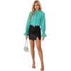 image:imageLYANER Womens Bow Tie Neck Business Work Blouse  Ruffle Long Sleeve Dressy Office Shirt TopTurquoise
