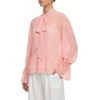 image:imageLYANER Womens Chiffon Bow Tie Neck Casual Blouse  See Through Ruffle Long Sleeve Ruched Double Layer Peplum Hem Dressy Elegant Top ShirtsLight Pink