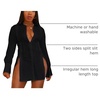 image:imageLYANER Womens Collared Deep V Neck Sexy Tops  Summer Button Down Long Sleeve Slit Hem Long Blouse ShirtsBlack