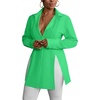 image:imageLYANER Womens Collared Deep V Neck Sexy Tops  Summer Button Down Long Sleeve Slit Hem Long Blouse ShirtsGrass Green