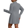 image:imageLYANER Womens Collared Deep V Neck Sexy Tops  Summer Button Down Long Sleeve Slit Hem Long Blouse ShirtsGray