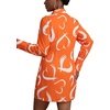 image:imageLYANER Womens Collared Deep V Neck Sexy Tops  Summer Button Down Long Sleeve Slit Hem Long Blouse ShirtsHeart Print Orange