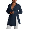 image:imageLYANER Womens Collared Deep V Neck Sexy Tops  Summer Button Down Long Sleeve Slit Hem Long Blouse ShirtsPure Navy Blue