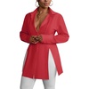 image:imageLYANER Womens Collared Deep V Neck Sexy Tops  Summer Button Down Long Sleeve Slit Hem Long Blouse ShirtsPure Red