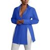 image:imageLYANER Womens Collared Deep V Neck Sexy Tops  Summer Button Down Long Sleeve Slit Hem Long Blouse ShirtsRoyal Blue